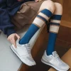 femmes nouveaux bas japonais hiver épaissir chaud court coton décontracté multicolore rayé chaussettes cuisse haute chaussettes pour les femmes