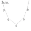 zakol mode coréenne feuille goutte d'eau colliers ras du cou pour les femmes aaa cubique zircone chaîne mince collier bijoux