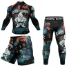 jiu jitsu hommes kimono mma t shirt + pantalons ensembles muay thai shorts gi bjj rashguard pour hommes gymnastique maillots de boxe kickboxing sportsuit