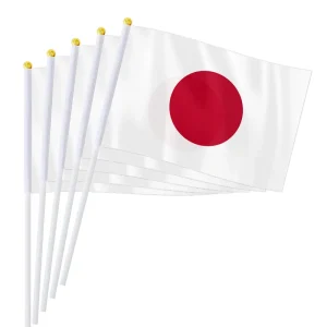 Drapeau japonais à main 14*21cm, décoré avec un mât en plastique, utilisé pour les défilés de vacances