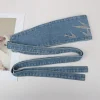 ceinture de taille hanfu brodée décorative, large ceinture en jean, robe artistique ethnique de style ancien, décontractée pour femmes, simple cercle...