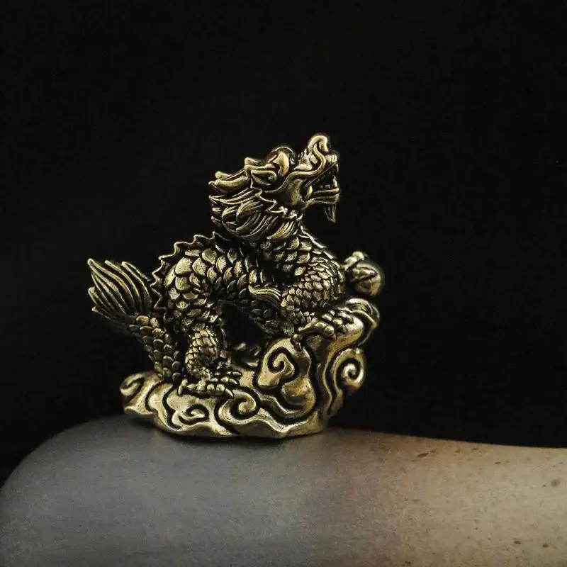Statue de Dragon Antique, ornement, Animal du zodiaque, artisanat en laiton, décoration Feng Shui, Figurines de bureau Statue de Dragon Antique, ornement, Animal du zodiaque, artisanat en laiton, décoration Feng Shui, Figurines de bureau