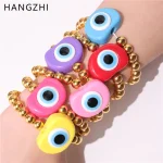 HangZhi Vintage résine bleu mauvais yeux Bracelets couleur or rond perlé manchette Bracelet bohème bijoux pour femmes nouvelle tendance HangZhi Vintage résine bleu mauvais yeux Bracelets couleur or rond perlé manchette Bracelet bohème bijoux pour femmes nouvelle tendance