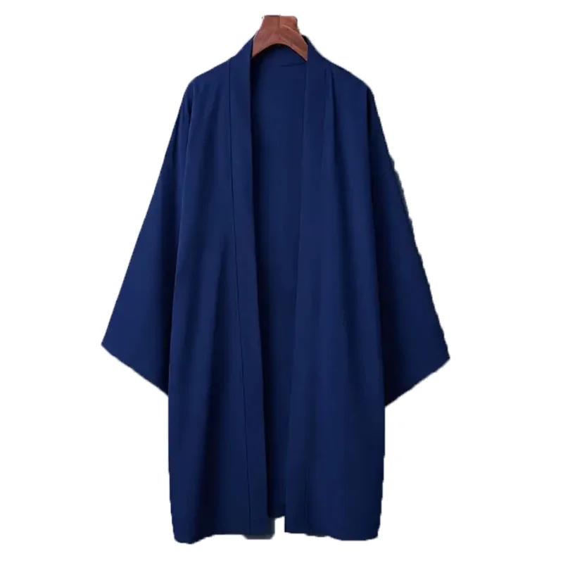 cardigan à manches longues pour hommes, couleur unie, chemise kimono longue, vêtements traditionnels asiatiques, yukata haori, manteau, 6 couleurs, kimono japonais cardigan à manches longues pour hommes, couleur unie, chemise kimono longue, vêtements traditionnels asiatiques, yukata haori, manteau, 6 couleurs, kimono japonais