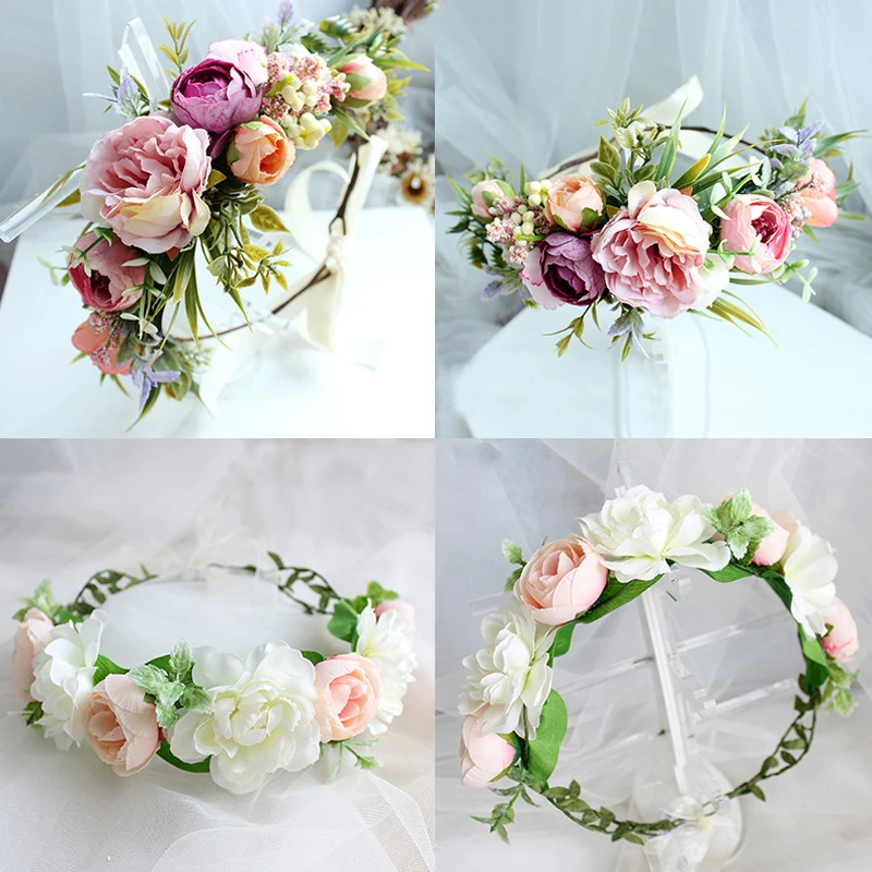 bandeau de fleurs de printemps, couronnes de fleurs bohème, guirlande florale, fausses roses, couronnes de mariage tressées, serre tête de vigne, ornement de cheveux bandeau de fleurs de printemps, couronnes de fleurs bohème, guirlande florale, fausses roses, couronnes de mariage tressées, serre tête de vigne, ornement de cheveux