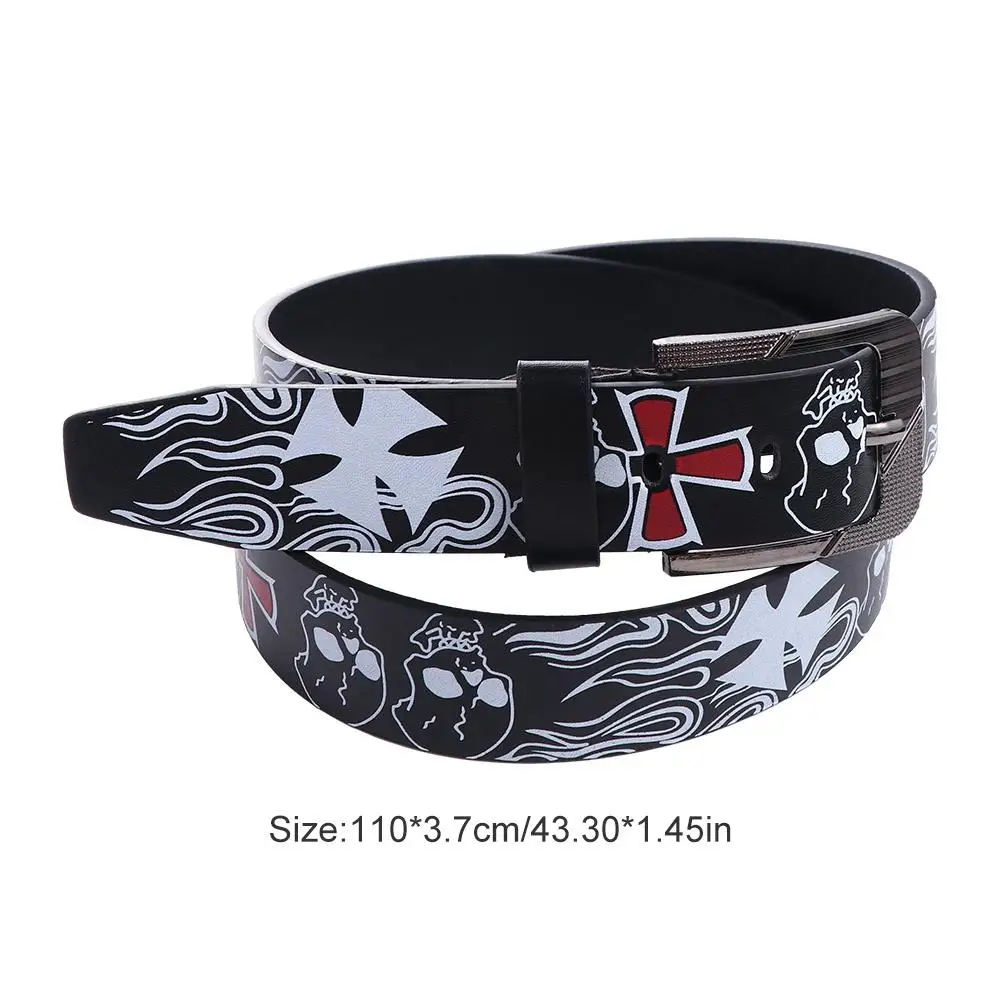 ceinture en cuir pu pour femme, sangle de taille japonaise, motif de dessin animé tête de mort, assressentiavec tout, mode punk, y2k ceinture en cuir pu pour femme, sangle de taille japonaise, motif de dessin animé tête de mort, assressentiavec tout, mode punk, y2k