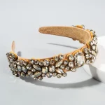 Bandeau élégant en strass coloré, bijoux à large bord, cerceau pour cheveux baroques, accessoires pour cheveux de Style coréen, diadèmes de mariée pour filles Bandeau élégant en strass coloré, bijoux à large bord, cerceau pour cheveux baroques, accessoires pour cheveux de Style coréen, diadèmes de mariée pour filles