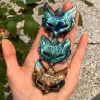 masque de renard labradorite sculpté à la main, statue d'animal, ornement de bureau, accent de maison minéral, cadeau unique pour les amoureux de la nature, 1 pièce