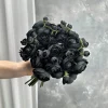 mini ranunculus noir, fleur artificielle en soie, remplissage de fleurs de mariage en vrac, arrangements de centres de table, décorations de réception nuptiale