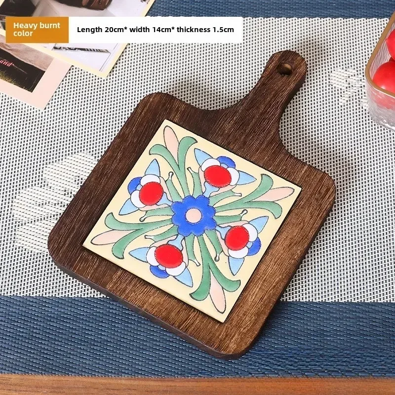 restaurant japonais rétro poignée de carrelage en bois massif pot pad en bois anti brûlure plaque pad ménage casserole isolation bois pad restaurant japonais rétro poignée de carrelage en bois massif pot pad en bois anti brûlure plaque pad ménage casserole isolation bois pad