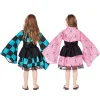 meilleure vente personnage fendu conception damier kimono anime dessin animé à manches larges numérique imprimé ensemble de 3 pièces