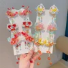 Accessoires de cheveux Hanfu chinois traditionnels pour filles, épingles à cheveux à fleurs de Style ancien pour enfants, cartes à cheveux à pampilles, Costume d&rsquo;automne D