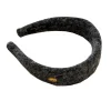 1 bandeaux floues de style coréen pour femmes, bandeaux tricotés doux avec logo doré, accessoires de cheveux tendance pour un usage quotidien et une fête