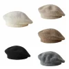 béret tricoté mohair décontracté, couleur unie, chapeau de peintre en laine harajuku, casquette octogonale tricotée chaude coréenne, streetwear