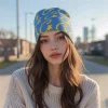 chapeau tricoté hip hop tendance, chapeau en laine jacquard décontracté, chapeau mocassin d'extérieur résistant au froid et au vent