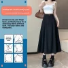 demi jupe de costume couleur fleur de cerisier pour femmes, jupe longue plissée amincissante, ligne a en forme de poire, couverture du corps, hanche, noire, nouvelle collection 2025