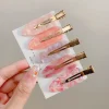 sakura – pince à cheveux en acétate rose sans couture, pince à bec de canard sans courbure, frange antidérapante, épingle à cheveux pour salon de coiffure pour femmes et filles