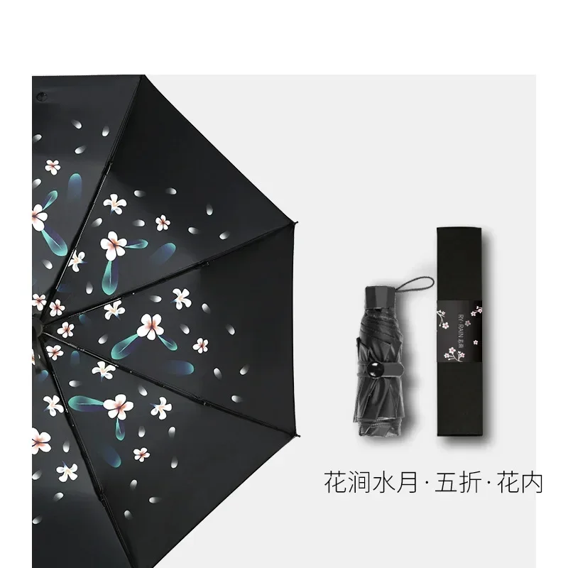 petit parapluie portable pour abri du vent, style artistique universitaire pour filles, belle couleur pure floraison dans l'eau petit parapluie portable pour abri du vent, style artistique universitaire pour filles, belle couleur pure floraison dans l'eau