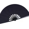 Éventails pliants noirs vintage, éventail de kung fu pour fête de mariage, bricolage de poche, artisanat de danse, accessoires pour spectacle, mariage, fête