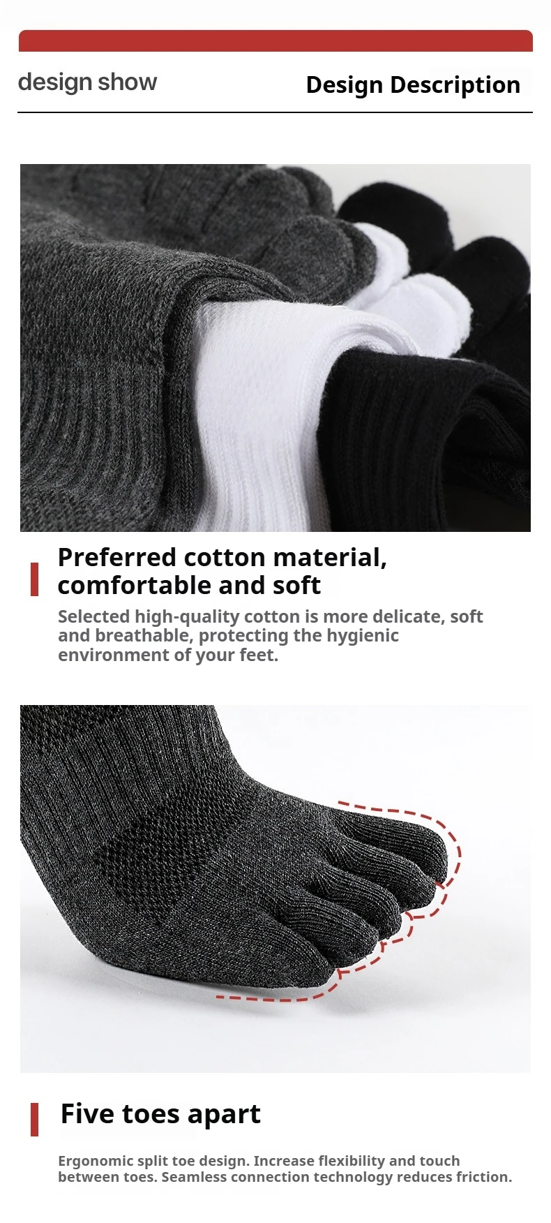 chaussettes à cinq doigts pour hommes, bout fendu, pur coton, respirantes, absorbant la sueur, déodorantes, toutes saisons, chaussettes courtes et longues pour le sport chaussettes à cinq doigts pour hommes, bout fendu, pur coton, respirantes, absorbant la sueur, déodorantes, toutes saisons, chaussettes courtes et longues pour le sport