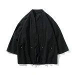 M-5XL Japonais Kimono Cardigan Hommes Coton et Lin Haori entreMiMale Samurai Costume Vêtements Chinois Hanfu Streetwear Veste