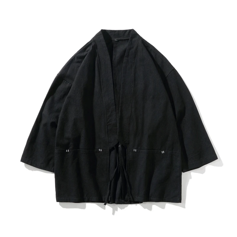 M-5XL Japonais Kimono Cardigan Hommes Coton et Lin Haori entreMiMale Samurai Costume Vêtements Chinois Hanfu Streetwear Veste M-5XL Japonais Kimono Cardigan Hommes Coton et Lin Haori entreMiMale Samurai Costume Vêtements Chinois Hanfu Streetwear Veste