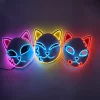 Masque néon LED Demon Slayer, décor de carnaval, cosplay anime japonais, clignotant pour la nuit de carnaval, 2025 Masque néon LED Demon Slayer, décor de carnaval, cosplay anime japonais, clignotant pour la nuit de carnaval, 2025
