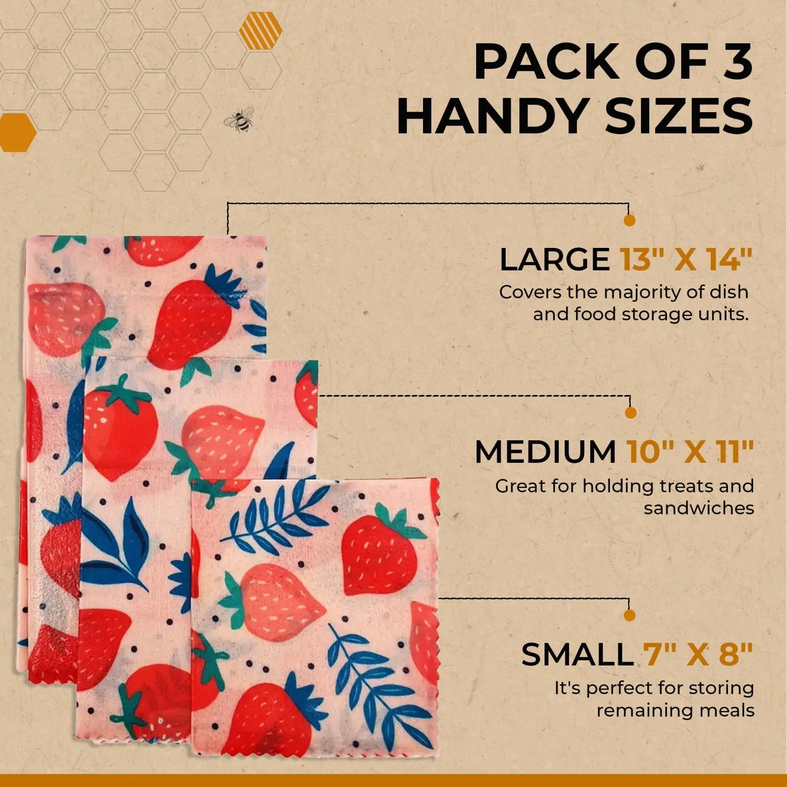 enveloppes en cire d'abeille réutilisables pour aliments, papier écologique pour le stockage des fruits, jxsandwich, couvercles de bol, ensemble de 3 pièces enveloppes en cire d'abeille réutilisables pour aliments, papier écologique pour le stockage des fruits, jxsandwich, couvercles de bol, ensemble de 3 pièces