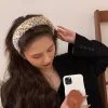 bandeau tricoté à larges bords pour fille, couleur douce, haut de gamme, haut crânien, accessoires pour cheveux à pression, automne hiver 2025