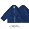 tissu kendo sashiko épais teint par indigo botanique fait à la main, vêtements de travail rétro japonais modifiés, vestes de robe samue