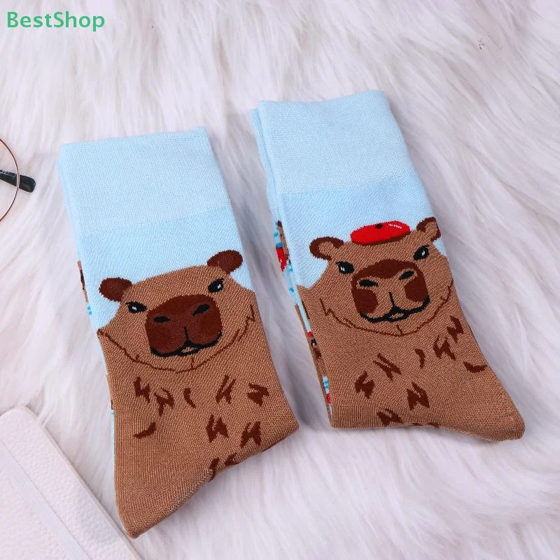 ♥ capybara – chaussettes mi tube en coton pour hommes et femmes, unisexes, tendance, harajuku, absorbant la sueur et respirantes ♥ capybara – chaussettes mi tube en coton pour hommes et femmes, unisexes, tendance, harajuku, absorbant la sueur et respirantes