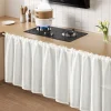 Un rideau pour une armoire ouverte contre la poussière, imperméable, résistant aux rayures, sous l&rsquo;évier de cuisine, rideaux de cuisine courts beiges