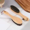 brosse en crin de cheval, manche en bois, brosse pour vernis à chaussures, brosse de nettoyage du linge en crin de cheval doux, brosse de nettoyage antistatique