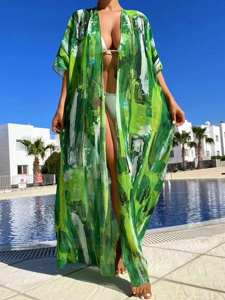 2025 grande taille impression plage longue couverture une pièce Kimono femmes maillots de bain femme maillot de bain maillots de bain natation