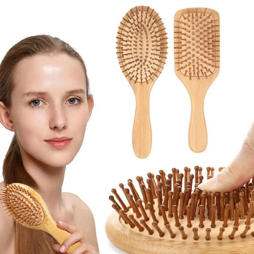 brosse à cheveux en bambou, peigne en bambou en bois naturel, brosse démêlante, peigne à dents larges et à queue pour cheveux épais/fins/bouclés/secs brosse à cheveux en bambou, peigne en bambou en bois naturel, brosse démêlante, peigne à dents larges et à queue pour cheveux épais/fins/bouclés/secs