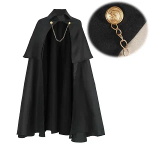 Inui Sajuna Cosplay gothique médiéval fête Punk Robe cape avec chaîne Costume militaire chevalier noir Viking Pirate pour Halloween Inui Sajuna Cosplay gothique médiéval fête Punk Robe cape avec chaîne Costume militaire chevalier noir Viking Pirate pour Halloween