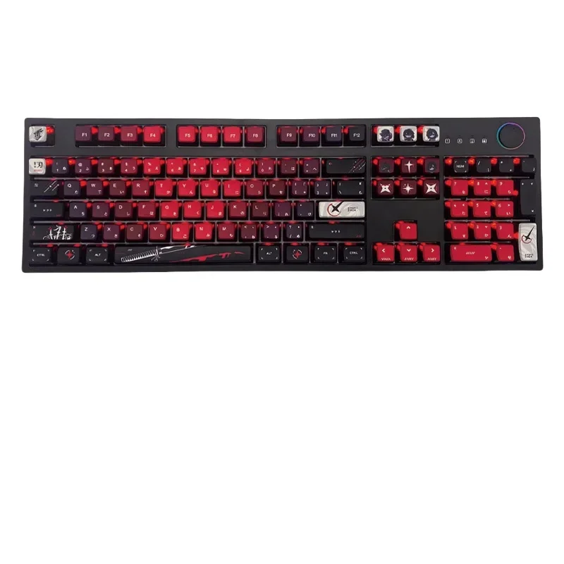 touches de clavier mécaniques personnalisées sur le thème du samouraï japonais, sublimation de texte, pbt transparent à quatre côtés touches de clavier mécaniques personnalisées sur le thème du samouraï japonais, sublimation de texte, pbt transparent à quatre côtés