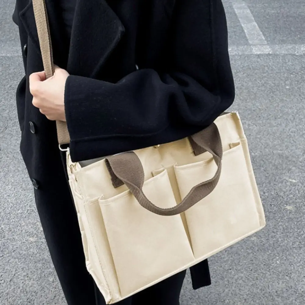 sac à main style coréen pour maman, bandoulière réglable, sac à couches de grande capacité, fourre tout en toile multi compartiments de rue sac à main style coréen pour maman, bandoulière réglable, sac à couches de grande capacité, fourre tout en toile multi compartiments de rue