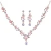 Ensembles de bijoux de mariée en strass, doré brillant, exquis, esthétique, collier à breloques, boucles d’oreilles, fiançailles, mariage Ensembles de bijoux de mariée en strass, doré brillant, exquis, esthétique, collier à breloques, boucles d’oreilles, fiançailles, mariage