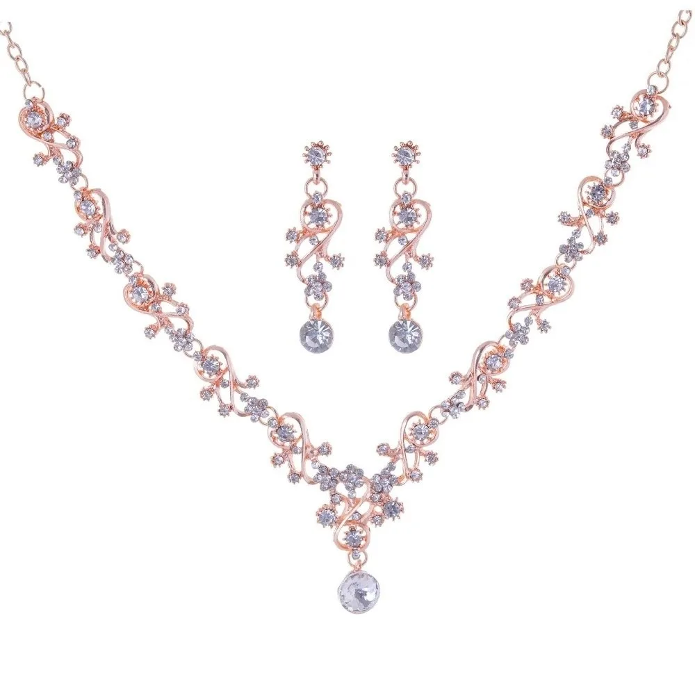 Ensembles de bijoux de mariée en strass, doré brillant, exquis, esthétique, collier à breloques, boucles d’oreilles, fiançailles, mariage Ensembles de bijoux de mariée en strass, doré brillant, exquis, esthétique, collier à breloques, boucles d’oreilles, fiançailles, mariage