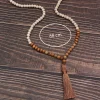 obega – collier à pampilles en perles de bois naturel, style bohème, fait à la main, mode rétro, bijoux de fête, cadeau pour femmes