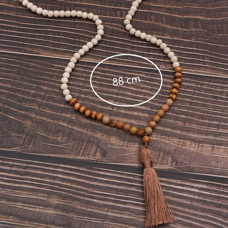 obega – collier à pampilles en perles de bois naturel, style bohème, fait à la main, mode rétro, bijoux de fête, cadeau pour femmes obega – collier à pampilles en perles de bois naturel, style bohème, fait à la main, mode rétro, bijoux de fête, cadeau pour femmes