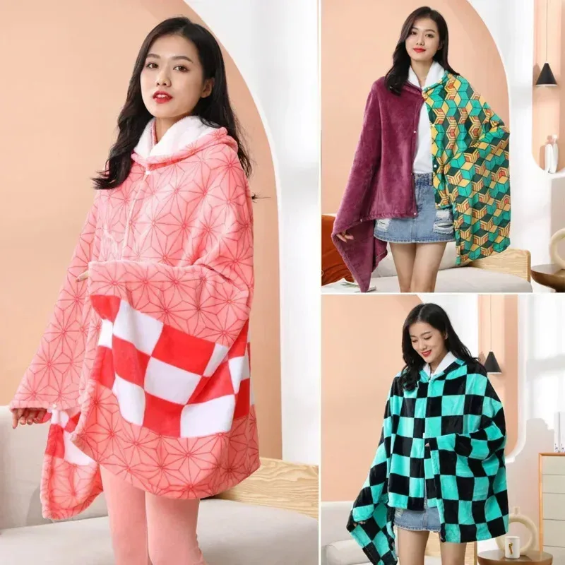 anime couverture cape kimetsu no yaiba cape hiver chaud polaire flanelle cosplay pyjamas costume à capuche noël anime couverture cape kimetsu no yaiba cape hiver chaud polaire flanelle cosplay pyjamas costume à capuche noël