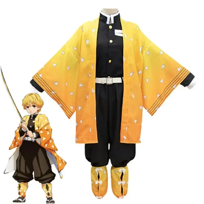 anime démon tueur kimetsu no yaiba agatsuma zenitsu costume cosplay donna kimono uniforme halloween vêtements de fête de noël anime démon tueur kimetsu no yaiba agatsuma zenitsu costume cosplay donna kimono uniforme halloween vêtements de fête de noël