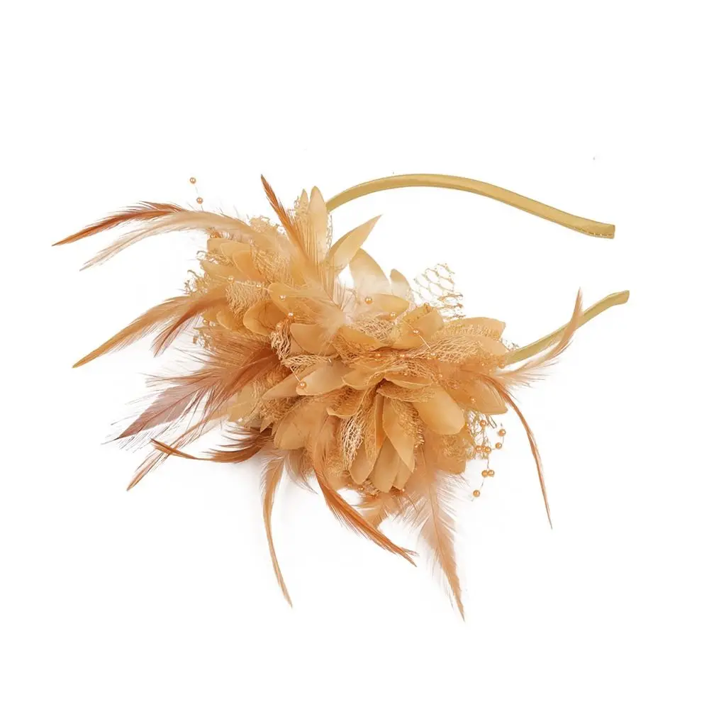 fleur femmes élégant plume fascinator chapeau bandeau cheveux accessoires fleur femmes élégant plume fascinator chapeau bandeau cheveux accessoires