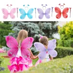 Costume de bricolage pour enfants, bandeau papillon, ailes, accessoires de fête avec baguette féerique, ensembles de costumes de princesse, déguisement de papillon à paillettes pour filles Costume de bricolage pour enfants, bandeau papillon, ailes, accessoires de fête avec baguette féerique, ensembles de costumes de princesse, déguisement de papillon à paillettes pour filles