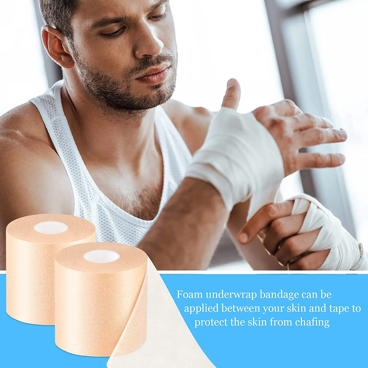 bande athlétique en mousse pré enroulée, sous vêtement de sport, bandes élastiques respirantes pour poignets, coudes, genoux, chevilles bande athlétique en mousse pré enroulée, sous vêtement de sport, bandes élastiques respirantes pour poignets, coudes, genoux, chevilles