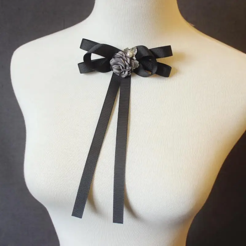 une seule pièce d'épingles de ruban à nœud papillon britannique coréen faites à la main pour femmes, noir – idéal pour le col de chemise blanc de style universitaire une seule pièce d'épingles de ruban à nœud papillon britannique coréen faites à la main pour femmes, noir – idéal pour le col de chemise blanc de style universitaire