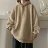 sweats à capuche monochromes surdimensionnés pour hommes, poches à capuche, manches longues, pvd, style japonais, décontracté, tendance de la mode, automne, hiver