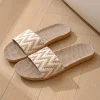 Pantoufles confortables à rayures en lin de Style ethnique, pantoufles plates antidérapantes en Patchwork doux, chaussures à Absorption de la sueur, sandales pour la maison Pantoufles confortables à rayures en lin de Style ethnique, pantoufles plates antidérapantes en Patchwork doux, chaussures à Absorption de la sueur, sandales pour la maison